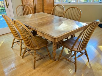 Oak Kitchen Table With 6 Chairs And 4 Leaves