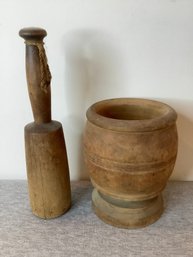 Vintage Wooden Mortar & Pestle