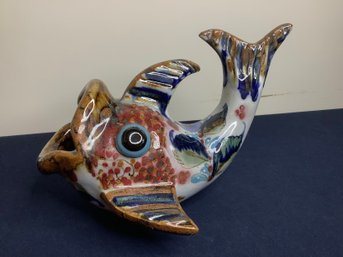 Vintage Tonala Mexican Pottery Fish Figurine