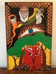 Oil On Canvas Of Abstract Bearded Man & Hanging Woman By Sonia Sola