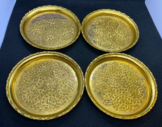 Antique Ca. 1900 Gilt Sterling Silver Middle Eastern Coasters- 5.69 Troy Ounces