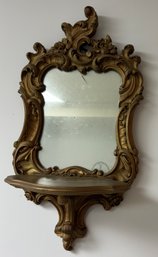 Wood Mirror With Clock Shelf
