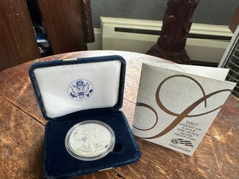 American Eagle  2007 One Ounce Silver Proof Uncirculated Coin With Orig. Box & COA