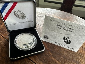 U S Mint 2015 March Of Dimes Silver Dollar In Original Box