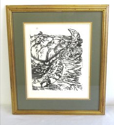 Framed Sea Turtle Block Print  - Daniel Pete Lehan