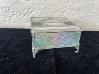 Stained Leaded And Beveled Glass Keepsake Box