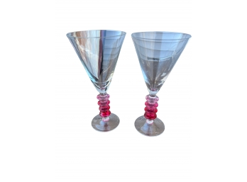 Pair Of Whimsical Martini/margarita/wine Glasses