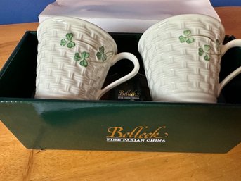 Set Of Two Beleek Mugs In Box Made In Ireland