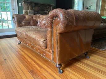 A 2 Seat Leather Chesterfield Tufted 68 Inch Sofa