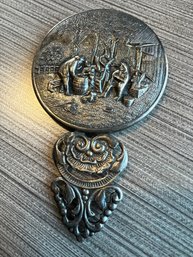 Vintage Hans Jensen Repousse Silver Plate Danish Pocket Mirror