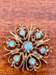 14k Yellow Gold And Opal Brooch 8grams