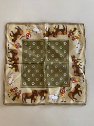 Vintage Lehner Scarf W/ White Floral & Bull Fighters Pattern