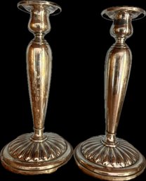 Pair Of Vintage Birks Sterling Silver Candlesticks Monogrammed K Mac K Weighted Bases
