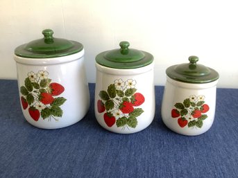 McCoy Strawberry Feilds Country Stoneware Canisters