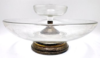 Vintage Sterling Silver & Glass 2 Piece Serving Set