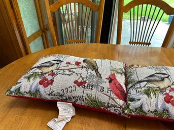 Set Of Two Red Bird Tapestry Decorative Pillows - Excellent Cond.
