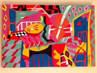 A Signed Simon Jeruchim Original Painting On Canvas -  Serenade - 2017 - 36 X 24