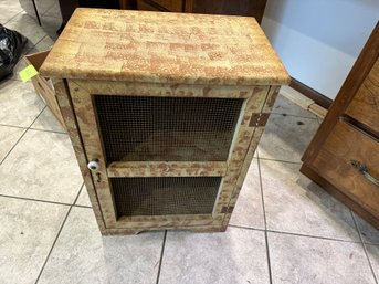 Small Faux Painted Cabinet With Chicken Wire Front