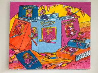 An Original Painting On Canvas - Escape Bookworks - Signed Simon Jeruchim 2021 - 24 X 20