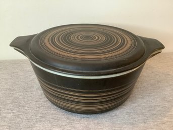 Rare Pyrex Terra Black & Brown Striped Casserole Dish With Lid