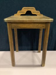 Small Wooden Short Backed Stool Or Table