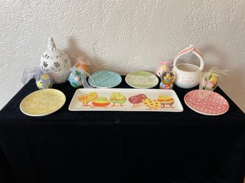 Set Of Easter Ceramic Plates And Decorations
