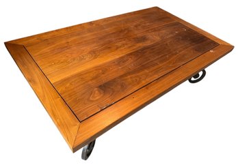 Very HEAVY Iron And Wood Coffee Table