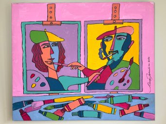 Paint Buddies - Original Painting On Canvas - Signed - Simon Jeruchim 2021 - 24 X 20