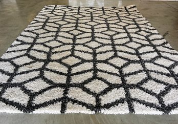 Black And White Geometric  Shag Carpet