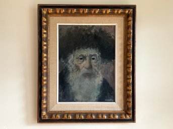 Portrait Of A Rabbi - Original Oil On Canvas - Signed Irving Weinstein 1968 - 14 X 18