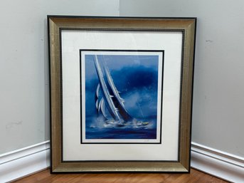 Victor Spahn 'In The Race' Pencil Signed & Numbered Sailboat Scene Lithograph