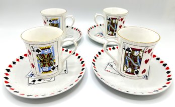 Queen's Fine Bone China Playing Cards Tea Cups & Saucers By Susanne Riette