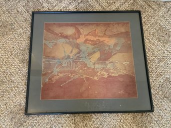 Framed Abstract Batik Art