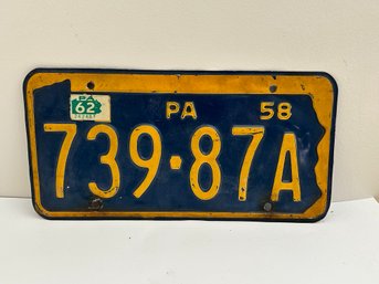 1958 Pennsylvania License Plate