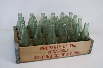 Vintage Coca - Cola Bottle Crate Full Of 24 Green Coke Bottles