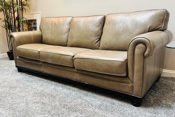 Grey Leather Martha Stewart Three Seat Sofa 1 Of 2