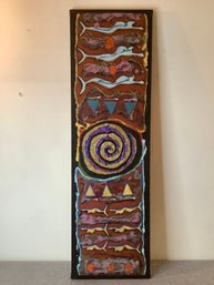 Oil On Canvas Of Big Purple Swirl & Swimming Figures By Sonia Sola