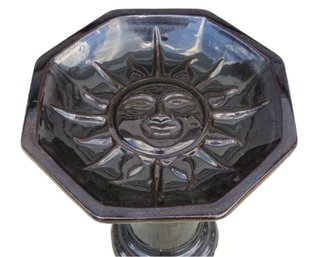 Smiling Sun Redware Pottery 2pc Bird Bath