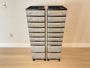 Pair Of Plastic Multi Drawer Storage Units