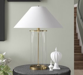 Ralph Lauren For Visual Comfort Glass & Natural Brass Cylindrical Table Lamp (1 Of 2)