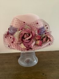 Pink Vintage Grevi Rabbit Hair Hat Made In Italy #1
