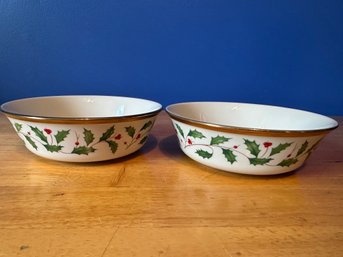 2 Lenox Christmas Cereal Bowls