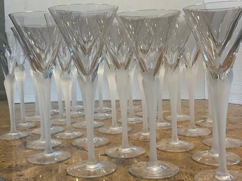 Elevate Your Event With 30 Hollywood Regency Frosted Satin Stem Cut Crystal Wine Glasses Mid Century Art Deco
