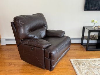 A Comfortable Brown Genuine Leather Recliner Chair