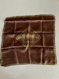 Christian Dior Brown & Gold Silk Square Scarf #8