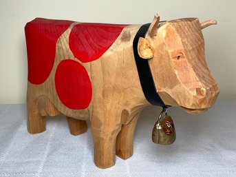 A MCM Hand-Carved Folk Art Swiss Cow