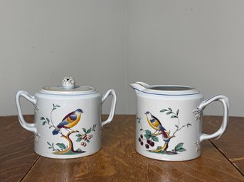 Vintage Spode 'Queen's Bird' Fine Stoneware Creamer & Covered Sugar Bowl, Original Sticker