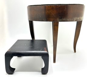 2 Vintage Wood Plant Stands, Larger With Metal Insert