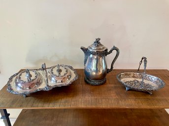 Elaborately Designed Silver-Plated Serving Pieces