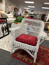 White Wicker Arm Chair